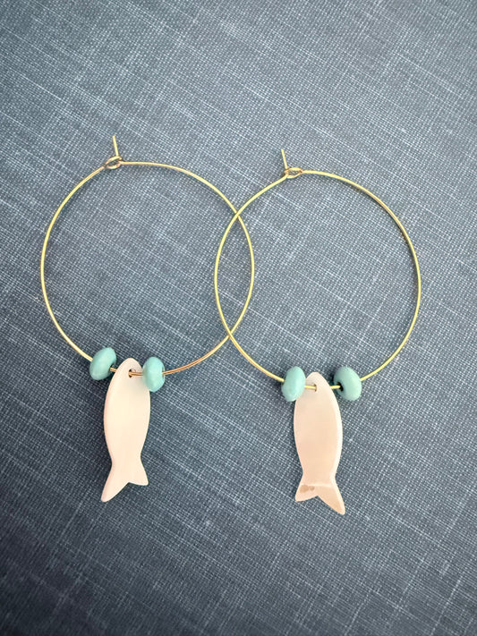 MOTHER OF PEARL FISH/TURQUOISE COLOR