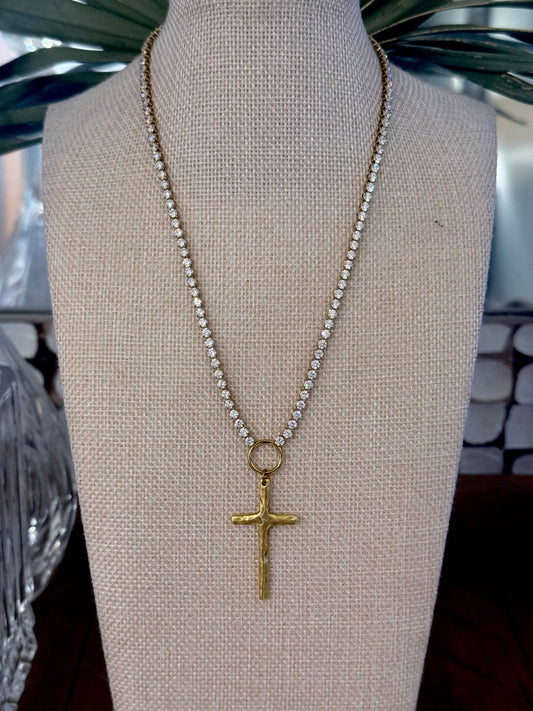 CZ TENNIS NECKLACE | CROSS