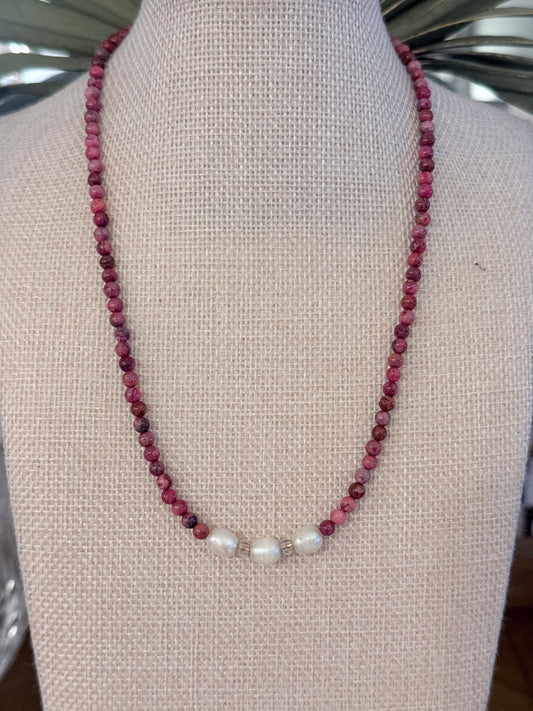 Three pearl necklace